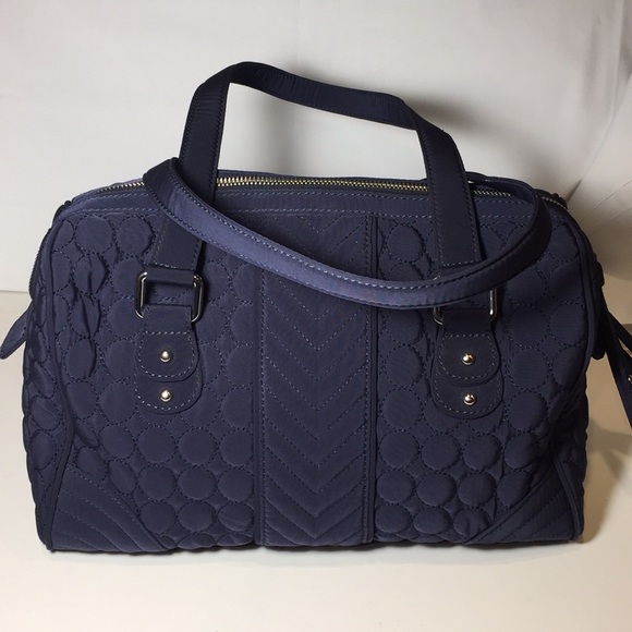 Vera Bradley Handbags - Vera Bradley Navy Microfiber Quilted Satchel